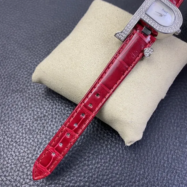 top-tier watch count ladies white dial red band quartzleather strap watch front view