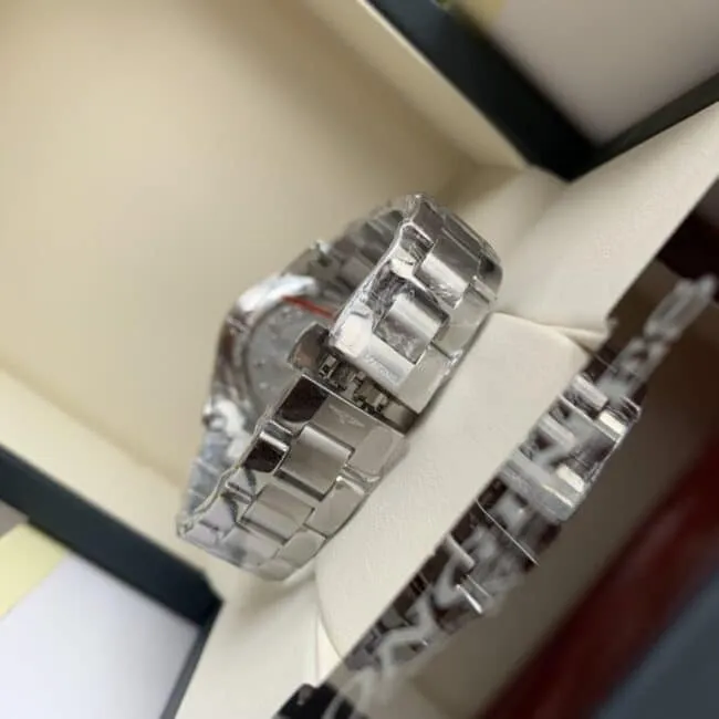 Longines Compaq series white steel blue background diamond ladies quartz watch 8mm ultra-thin design front view