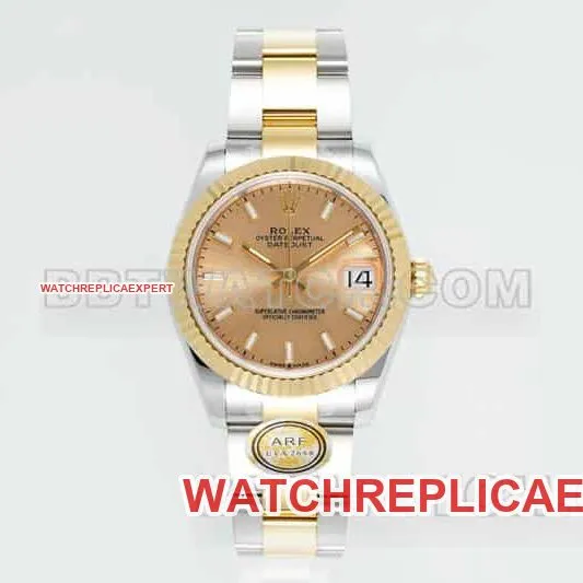 ARF FactoryRolex log top-tier 1:1super gold plate 31mm gold three-lattice chain link 278273front live photo