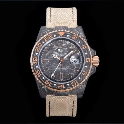 Rolextop-tier watch fully automatic movement gray plate nylon strap men's front view