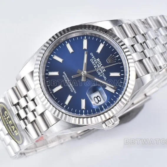C factory Rolex log super cloneblue dial36mm five grid link m126234-0017front live photo