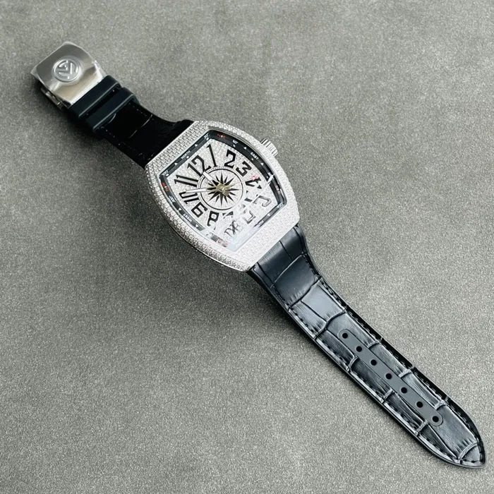 top-tier watch Frank Muller men's white dialV45 SC DT series full automatic movement watch back cover picture