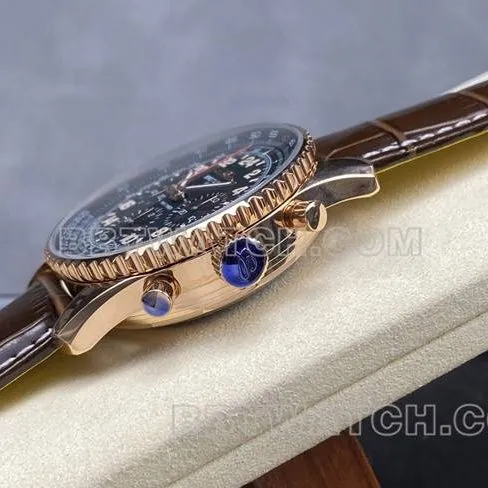 1:1replica watch BLS factory green black dialBreitling aviation chronographrose goldleather strap front live photo
