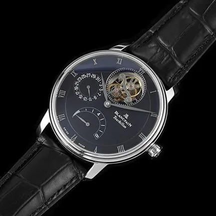 JBF FactoryBlancpaintop-tier watch men's blue dial black belt tourbillon mechanical leather strap classic full series watch movement picture