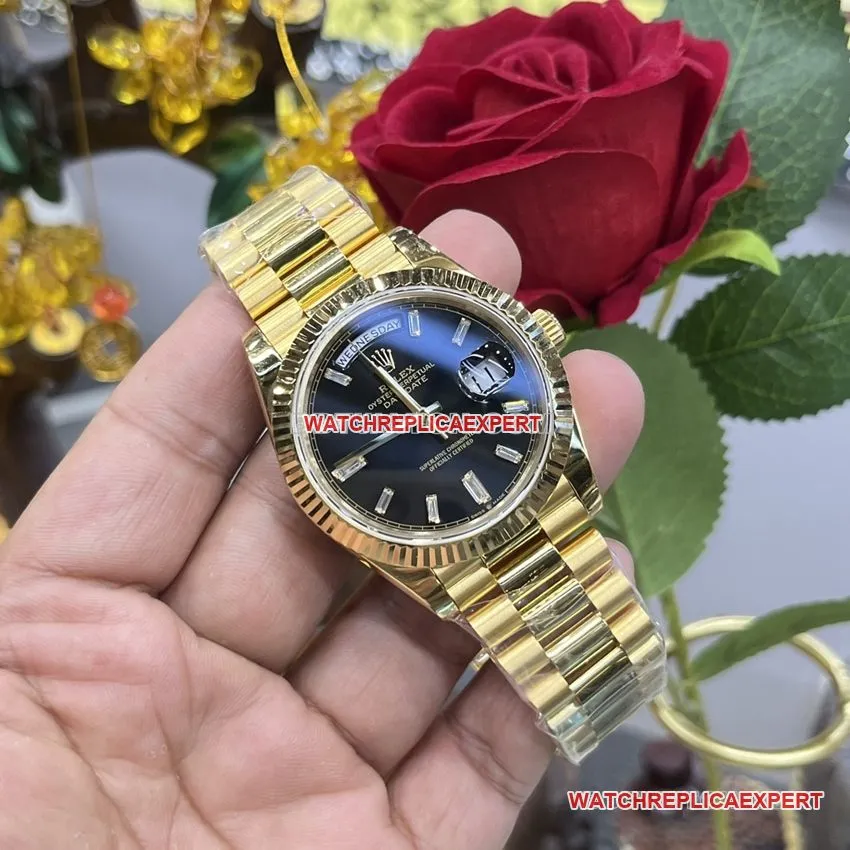 GM FactoryRolexDay-Date type 1:1top-tier black rock sugar m228238-0004front live photo