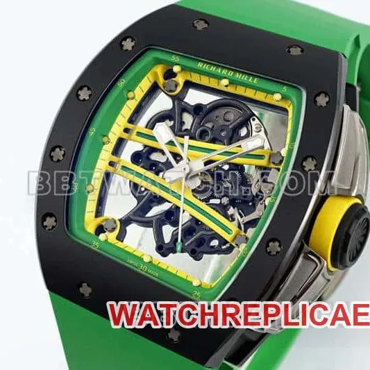 APS factory Richard Mille men's green rubber RM 61-01front live photo