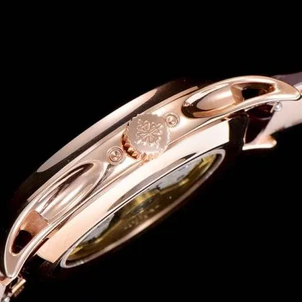 GR factory top-tier watch Patek Philippe5205G-013 rose gold plate blue bottom men's mechanical watch top-tier complex function series version front view