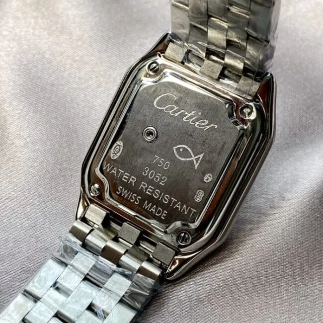 top-tier watch Cartier women's white dial gold steel bracelet cheetah series watch front view