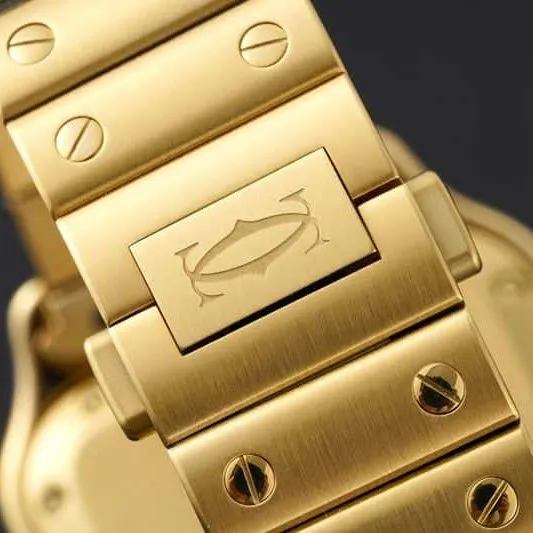 Cartiertop-tiersuper watch Santos series ladies steel braceletdiamondwhite dial gold watch clasp picture