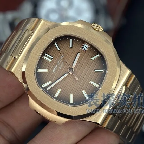 3K FactoryPatek PhilippeNautilustop-tier watch men's rose gold coffee noodle steel bracelet model price and pictures front live photo