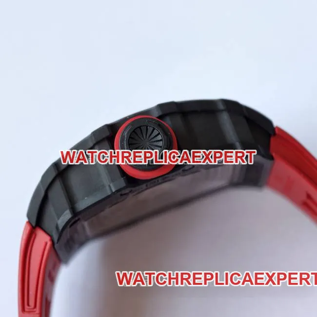 top-tier watch RM35-02 UMI factory Richard Mille black shell red strap front live photo
