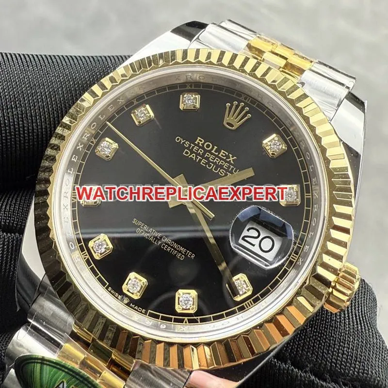 Rolex watch ARF Factory log 41mmblack dial3235 gold steel bracelet front live photo