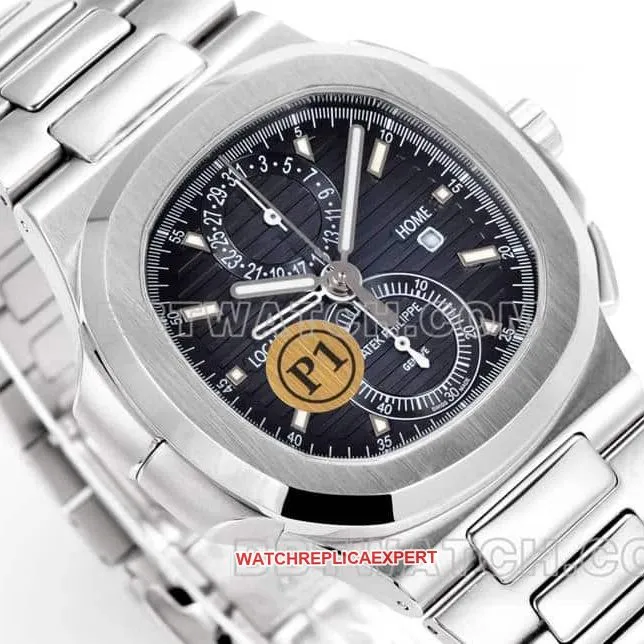 Sporty and elegant top-tier watch P1 factory Patek Philippeblue dial mechanical steel bracelet model 5990front live photo