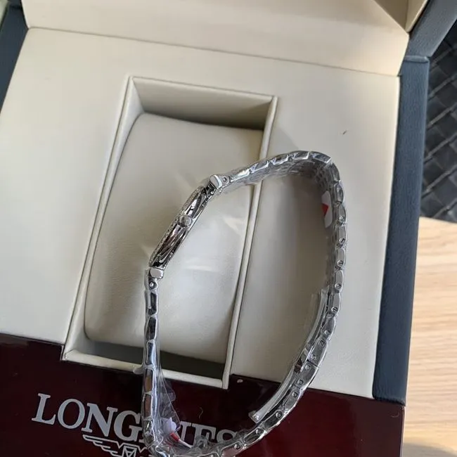 top-tier watch Longines women's blue dialsteel bracelet Jialan series quartz watch front view