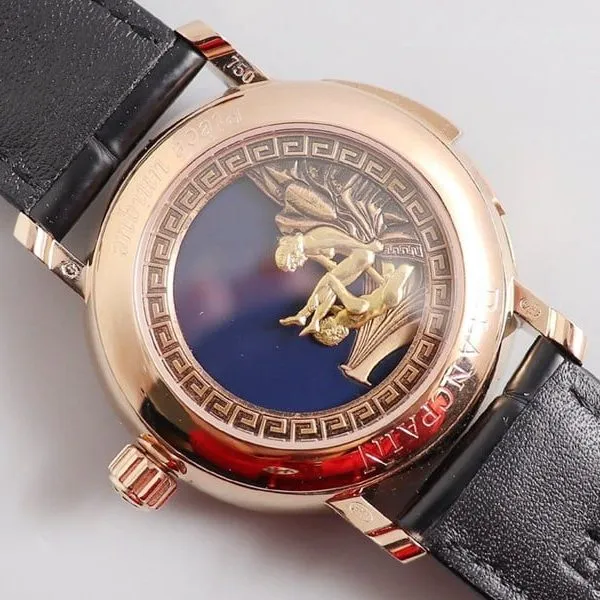 High-quality replicaBlancpain watch erotic classic rose gold Roman scale front view