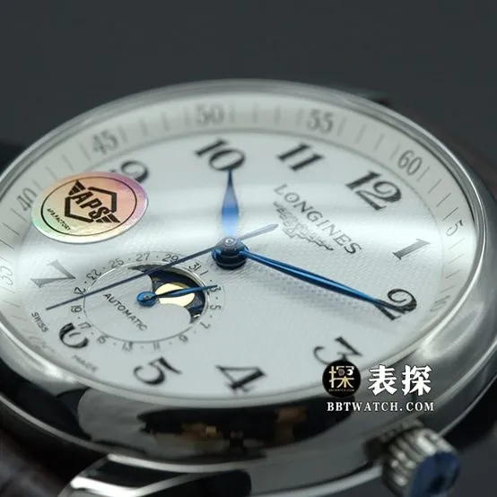 APS factory watch traditional Longines1:1replica watch silver white dialleather strap model L2.909.4.78.3caseback live photo