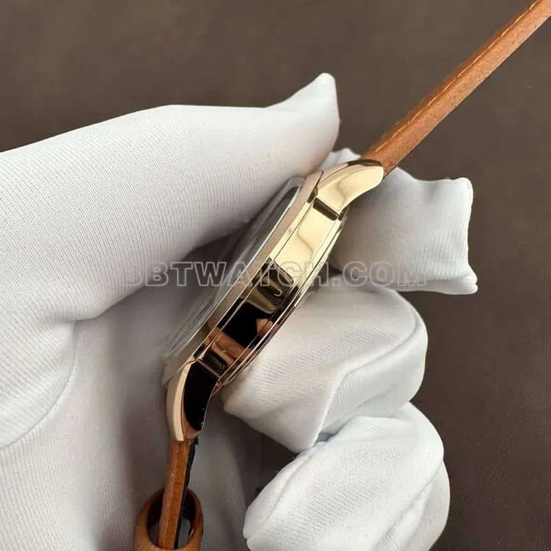AF FactoryLongines Concast stop-tier 1:1super cloneblack dialrose goldleather strap front live photo