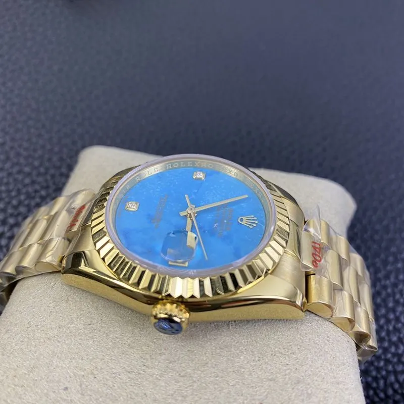 Rolex high-quality watch Day-Date turquoise dial watch front view