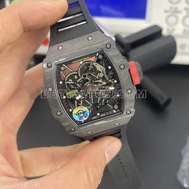 top-tier watch APS factory Richard Mille carbon fiber mechanical watch RM35-02front live photo