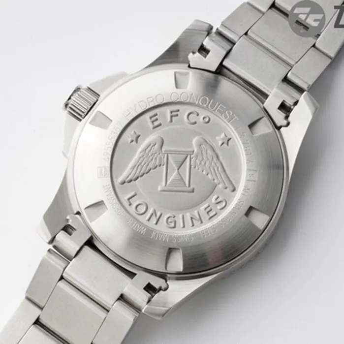 top-tier watch Longines men's green dial Concas series mechanical steel bracelet watch front view