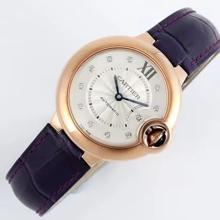 V6 factory top-tier watch Cartier women's white dial blue belt automatic movement blue balloon series watch front view