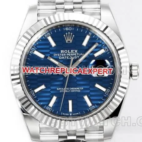 top-tier watch log JF factory Rolexblue dial pit pattern 3235 mechanical 41mm front live photo