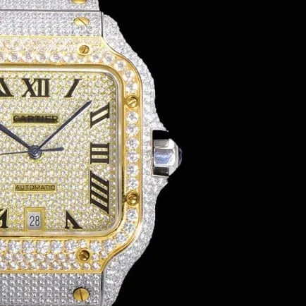 top-tier replicaCartierhigh-quality watch men's gold plate steel bracelet fully automatic movement starry sky tank series front view
