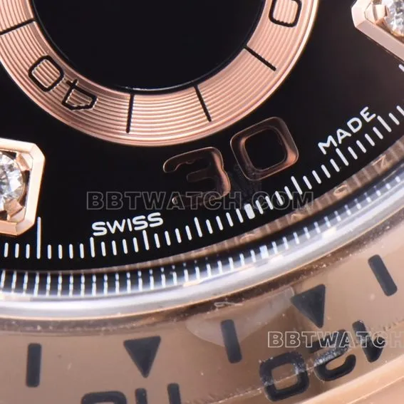 C factory RolexDaytona1:1super black diamond face rose goldsteel braceletm116505-0015front live photo