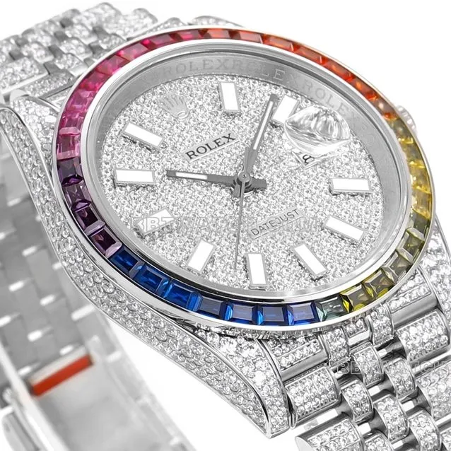 MS Factory Rolex Log Super Clone2024 New Full Diamond Disk Stick-Shaped Hour Markers front live photo