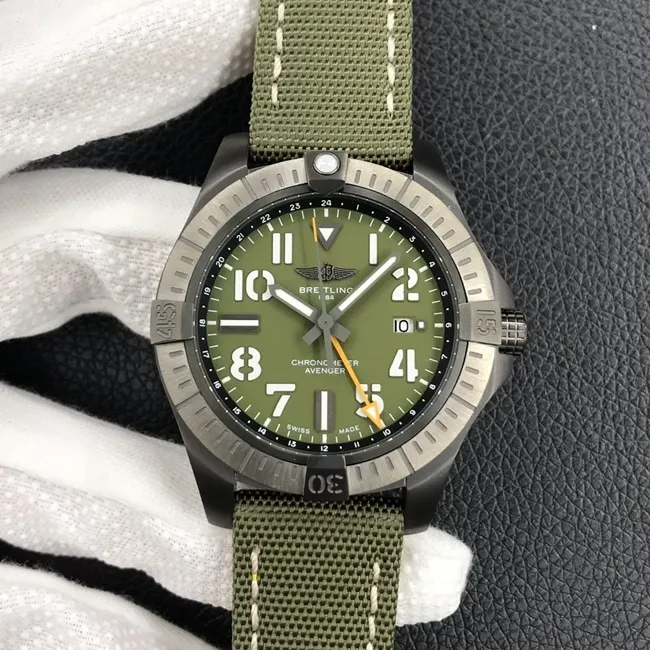 Breitlingtop-tier watch men's green dial nylon strap automatic movement watch front view