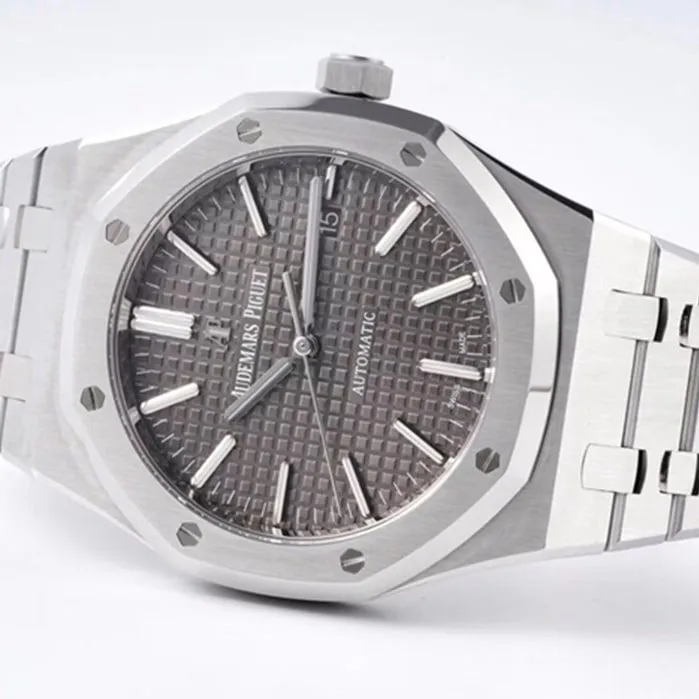 top-tier watch Audemars Piguet men's brown dial Royal Oak series mechanical steel bracelet watch front view
