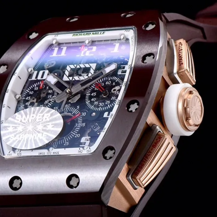 top-tier watch Richard Mille men's black dial automaticchronograph watch clasp picture