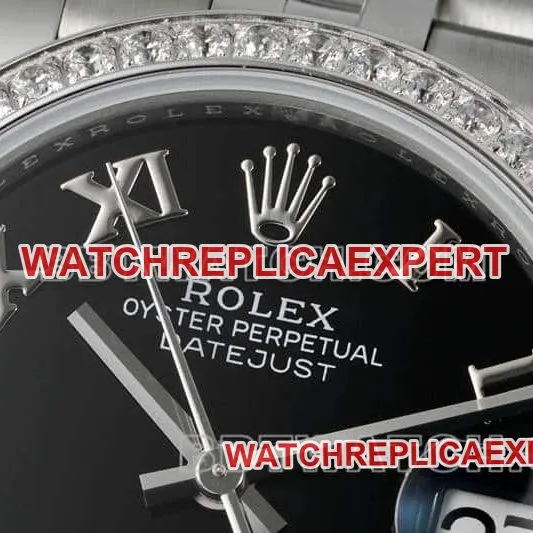 ARF factory Rolex log top imitation black plate Roman numerals diamond ring 31mm five compartment links 278289 front real photo