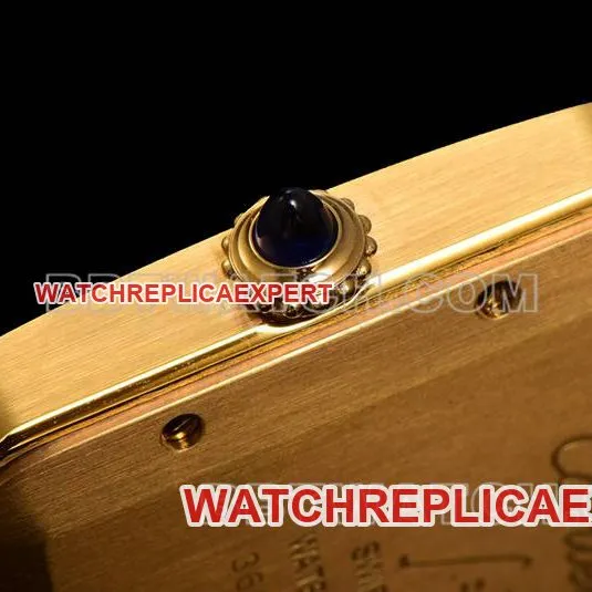 Cartier collectible watch F1 factory Santos white dialyellow gold case leather strap model front live photo