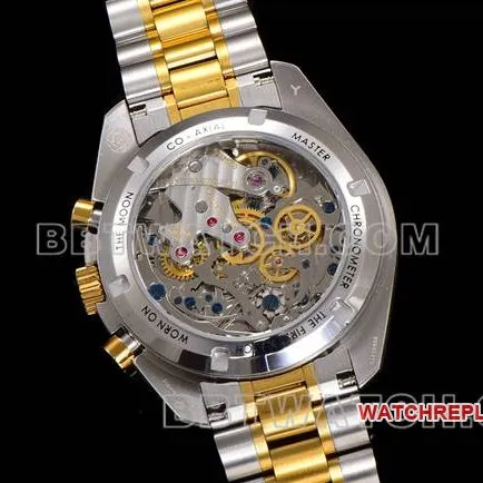 watch N1 factory Speedmaster Omegasilver dial gold steel bracelet front live photo