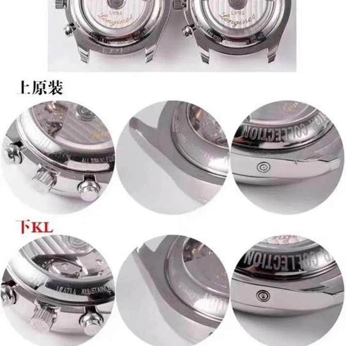 top-tier replicaLongines watch kl factory perfect work famous craftsman eight-pin moon phase true and false comparison evaluation front view