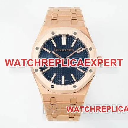 collectible watch DDF factory Audemars PiguetRoyal Oakblue dialrose gold4302 mechanical 15510front live photo