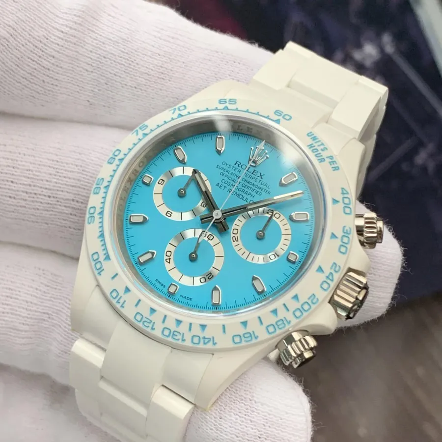 AET factory Rolex men's Daytonachronographtop-tier 1:1super watch blue dialceramic model front live photo