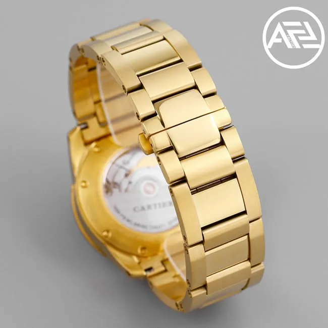 top-tier watch Cartier men's automatic movement white dial gold steel bracelet Kalibo series watch detail shots