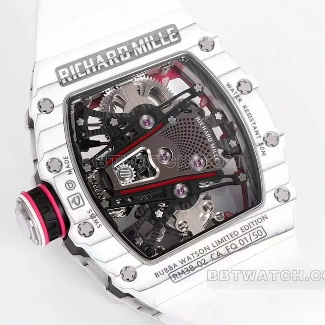 Richard Mille men's white rubber RM 38-02 front live photo