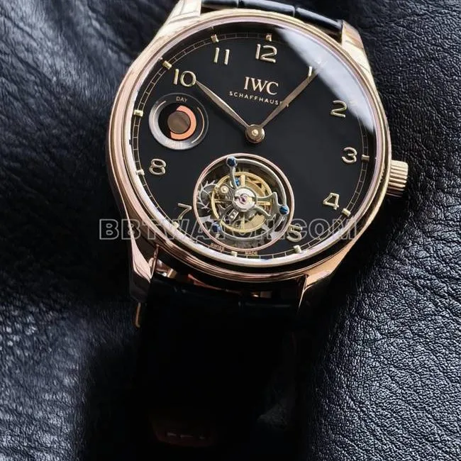 top-tier watch IWCTUR factory Portugal rose goldblack dialtourbillonfront live photo