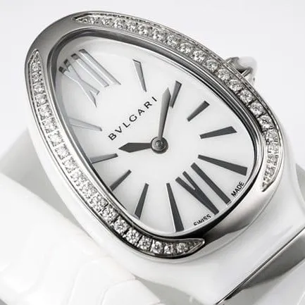 BV factory top-tier watch Bvlgari ladies white dialceramic quartz watch front view