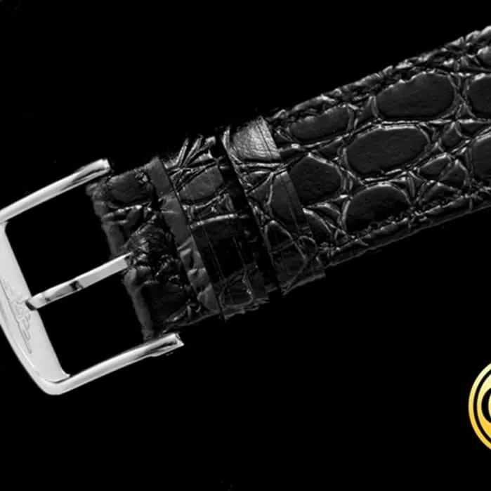 top-tier watch Longines men's black dial black belt magnificent series watch front view