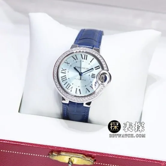 GTG factory Cartier blue balloon top-tier watch ladies blue dial diamond leather strap model pictures and prices front live photo