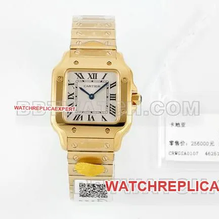 collectible watch Cartiersilver dial Santos quartz movementrose goldbraceletfront live photo