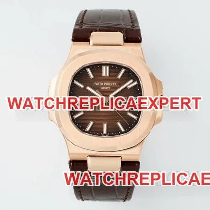collectible watch NautilusDDF factory Patek Philippe brown plate leather bracelet5711front live photo