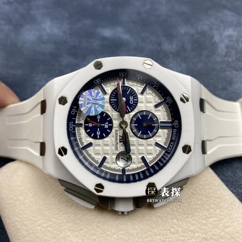 JF factory Audemars PiguetRoyal Oak offshore 26400super watch men's white panda dial chronograph rubber model pictures and prices front live photo