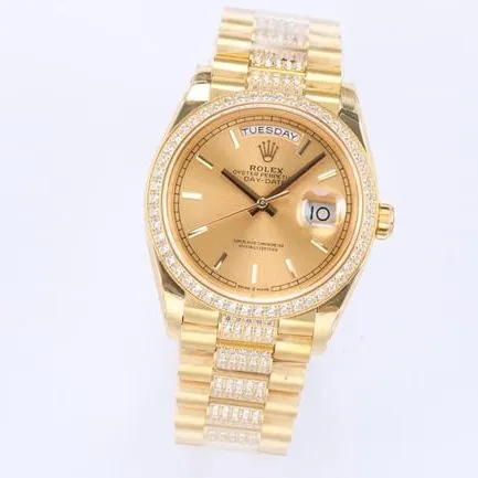 EW Factorytop-tier watch Rolex men's gold plate gold steel braceletday displayDatejustautomatic movement watch front view