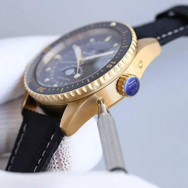 TWtop-tierBlancpainreplica watch men's black dial blue belt fifty fathoms series full automatic movement front view