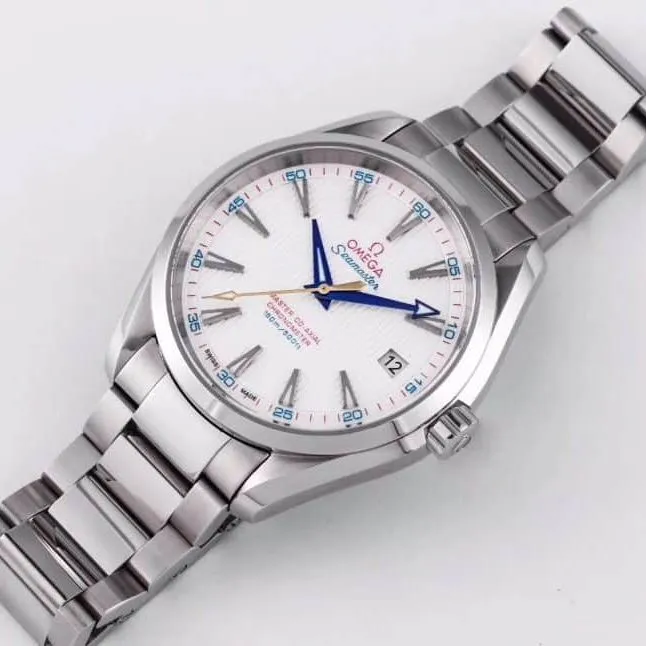 TZ Omega Seamaster Golden Needle Captain Genuine vs. Fake Comparison Review (Blued Hand 8500 Movement) Front View